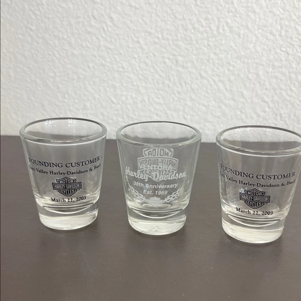 Harley-Davidson Anniversary Shot Glass Trio
